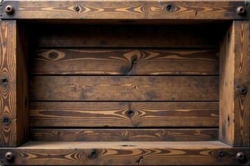 Wooden crate with brown grunge texture and old wooden screws, wooden pallet, brown grunge