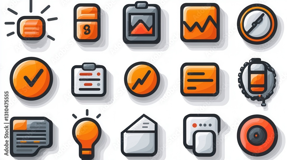 Poster modern outline icons for statistics financial analysis and data visualization concepts includes icon