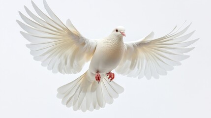 Obraz premium White Dove in Flight Against White Background (8)