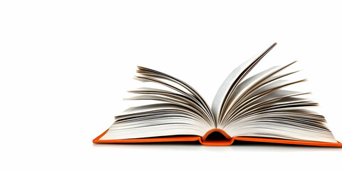 Open Book, Orange Cover, Pages Curled Illustration