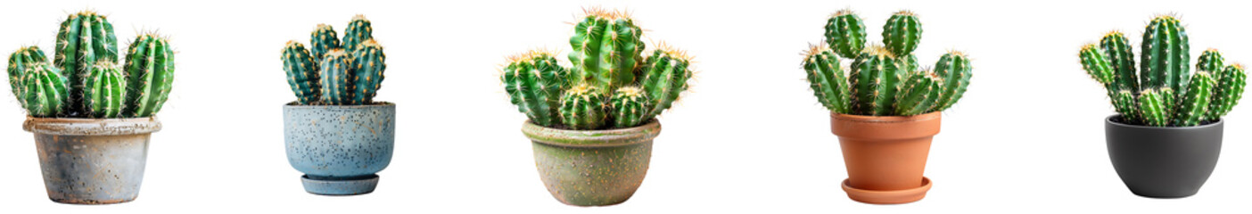 Cactus plant on transparent background collection set