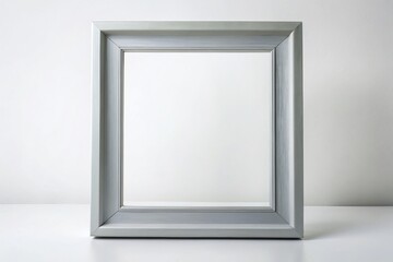 Empty Grey Portrait Frame Mockup:  Blank Large Picture Frame on White Background, Rule of Thirds Composition