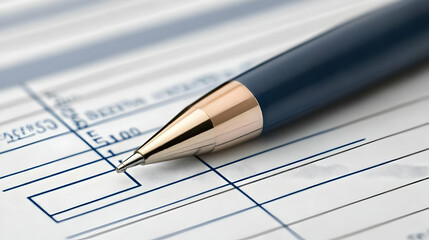 Close-up Realistic Image of Pen on Ledger