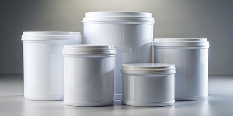 Empty White Plastic Canisters for Liquid Storage - Industrial Packaging