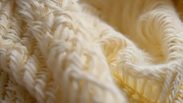 detailed macro video showcasing soft fibers winter fabric offering up close view warm cozy textures high resolution