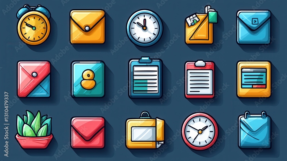 Poster a clean and professional set of fifteen minimalist outline icons suitable for use in web and mobile 