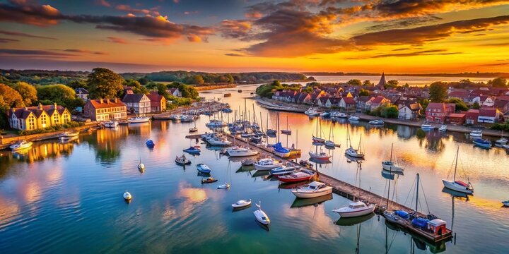 Emsworth Waterfront Aerial: Long Exposure Yacht & Boat Harbor View