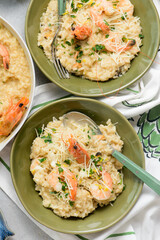 Risotto with seafood.top veiw