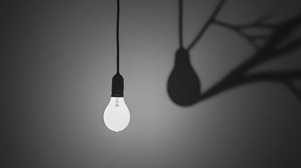 Illuminated Lightbulb with Dark Shadow Abstract Art
