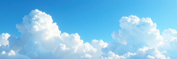 Cloudy blue sky with white fluffy clouds drifting lazily across the horizon , white clouds, nature, sky scene