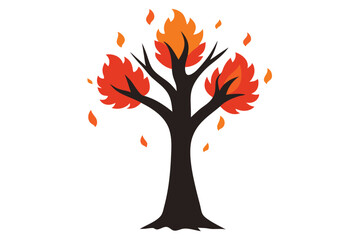 Naklejka premium Unique burned tree vector illustrations showcasing fire effects for creative and design projects.