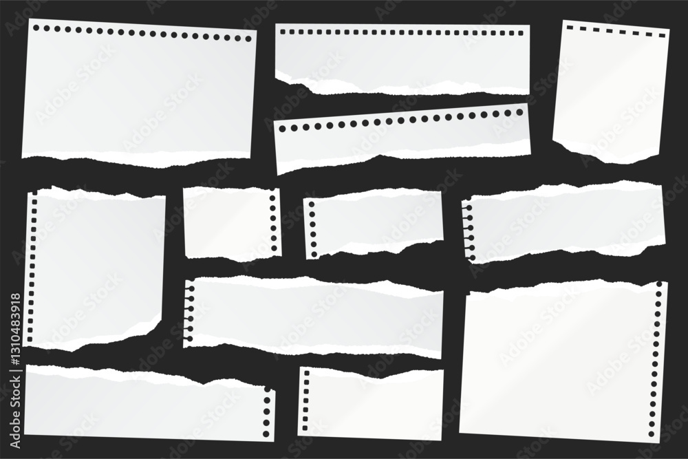 Canvas Prints ripped paper strips. realistic crumpled paper scraps with torn edges. shreds of notebook, book or ol