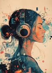 Professional audio music illustration and picture for creative visual concepts