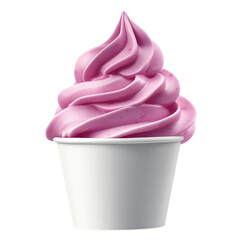 Delicious purple soft serve ice cream in a cup served at a summer festival