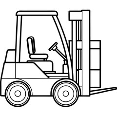 Forklift Simple Outline Construction White Background Vector Illustration, Cartoons, Clipart, Line Art Design, Simple forklift vector illustration for construction, white background, cartoon & line ar