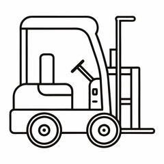 Forklift Simple Outline Construction White Background Vector Illustration, Cartoons, Clipart, Line Art Design, Simple forklift vector illustration for construction, white background, cartoon & line ar