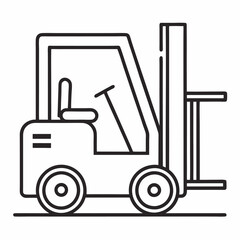 Forklift Simple Outline Construction White Background Vector Illustration, Cartoons, Clipart, Line Art Design, Simple forklift vector illustration for construction, white background, cartoon & line ar