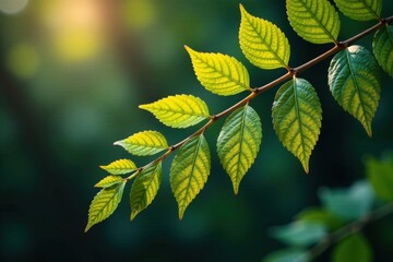 Intricate patterns on a leafy branch, intricate patterns, organic shapes, greenery