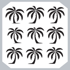 Fototapeta premium Simple and Elegant Palm Tree Silhouette Vector Black Coconut Trees for Logos