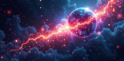 Shape of pure energy floating in digital space, technology, Futuristic, light