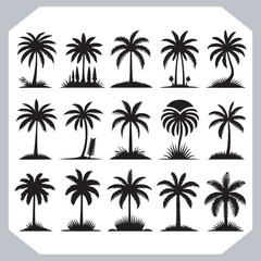 Palm Trees Silhouette Black Simple Coconut Tree Silhouettes for Logos and Designs