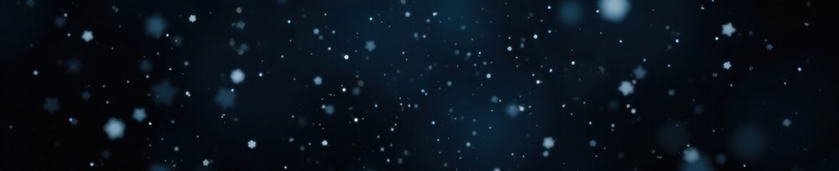 Obraz premium Soft falling snowflakes in slow motion on a dark black background, background, snow