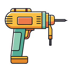 Hammer Drill Minimalist Sketch Construction White Background Vector Illustration, Minimalist hammer drill vector sketch design for construction, industrial and repair themes.