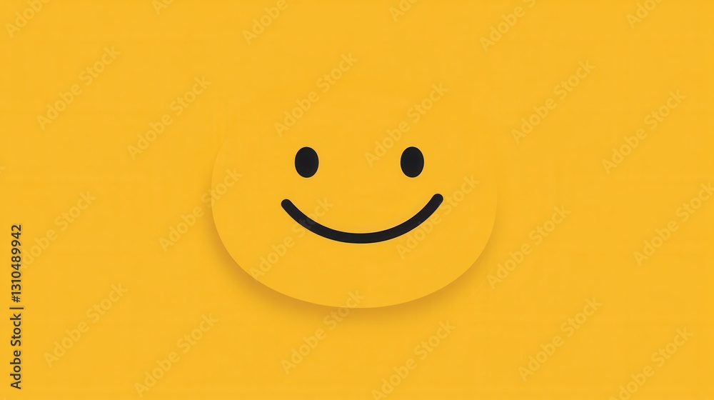 Poster minimalist design featuring a bright yellow smiling face representing happiness and positivity in a 