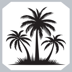 Palm Trees Silhouette Black Simple Coconut Tree Silhouettes for Logos and Designs