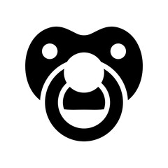 Baby pacifier icon. Simple black pacifier illustration.