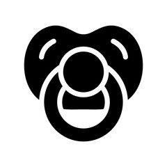 Baby pacifier icon. Simple black pacifier illustration.