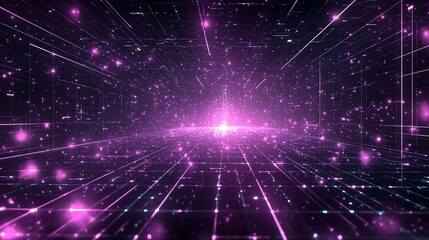 Obraz premium Purple Digital Highway, Data Flow, Abstract Background