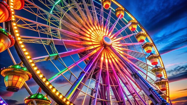 Ferris Wheel Close-Up: Vivid Nighttime Candid Shot, High-Resolution Video Still