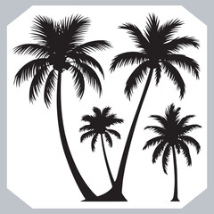 Black Palm Tree Silhouettes Coconut Tree Vector Graphics for Digital and Print Design