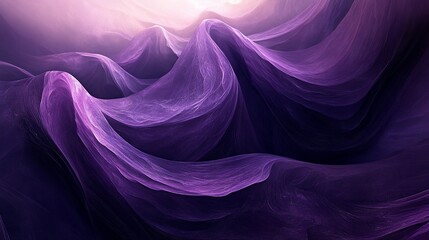Naklejka premium Purple Waves, Abstract Landscape, Digital Art