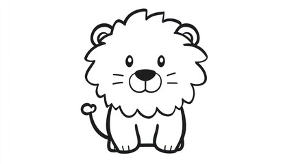 A Cartoon Drawing Depicting A Cute Lion Sitting Upright