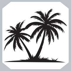 Professional Palm Trees Silhouette and Coconut Tree Vector Logos Black Simple Designs