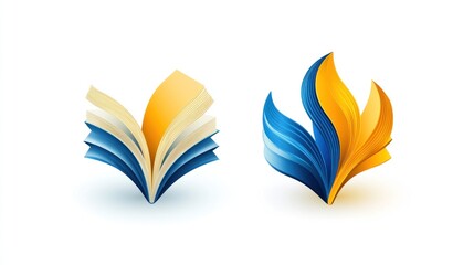 Abstract book logo design, education, innovation, two styles, graphic, use in branding