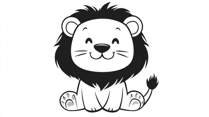 Obraz premium A Smiling Cartoon Lion Sitting Happily With Paws Crossed