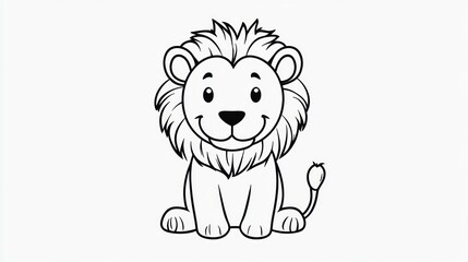 A Friendly Cartoon Lion Sitting Upright Facing Forward Smiling