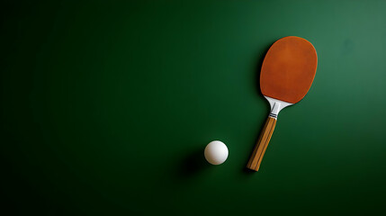Table Tennis Paddle and Ball on Green