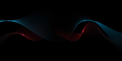 Wave flowing liquid line abstract background. Black and white vector design 3D lines in perspective, curve and wave lines in motion, smooth and soft backdrop	