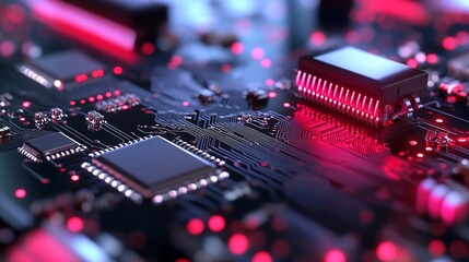 Red-lit Circuit Board Closeup (1)