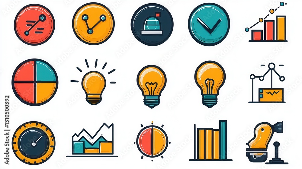 Poster comprehensive collection of data driven icons with clean outline designs perfect for visualizing bus
