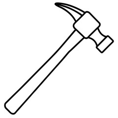Line Art Hammer with Wooden Handle - Construction Vector Illustration, Cartoons, Clipart, Vector line art of a hammer with a wooden handle, perfect for construction and design