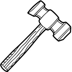 Line Art Hammer with Wooden Handle - Construction Vector Illustration, Cartoons, Clipart, Vector line art of a hammer with a wooden handle, perfect for construction and design