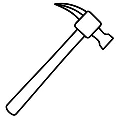 Line Art Hammer with Wooden Handle - Construction Vector Illustration, Cartoons, Clipart, Vector line art of a hammer with a wooden handle, perfect for construction and design