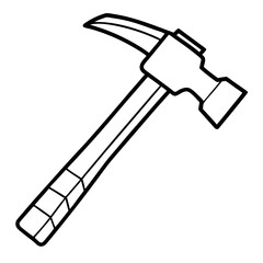 Line Art Hammer with Wooden Handle - Construction Vector Illustration, Cartoons, Clipart, Vector line art of a hammer with a wooden handle, perfect for construction and design