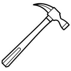Line Art Hammer with Wooden Handle - Construction Vector Illustration, Cartoons, Clipart, Vector line art of a hammer with a wooden handle, perfect for construction and design