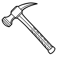Line Art Hammer with Wooden Handle - Construction Vector Illustration, Cartoons, Clipart, Vector line art of a hammer with a wooden handle, perfect for construction and design
